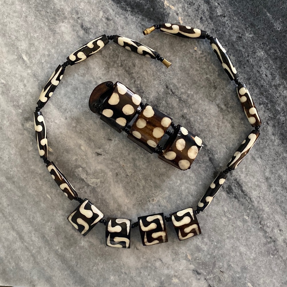 Batik African necklace with bracelet
